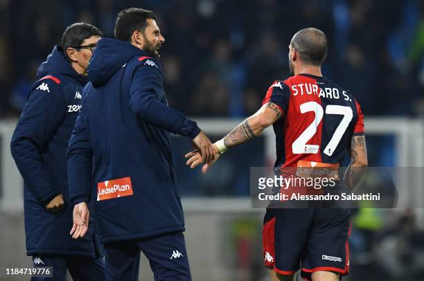 Stefano Sturaro of Genoa CFC celebrates after scoring the 1-1 goal during the Serie A match between SPAL and Genoa CFC at Stadio Paolo Mazza on...