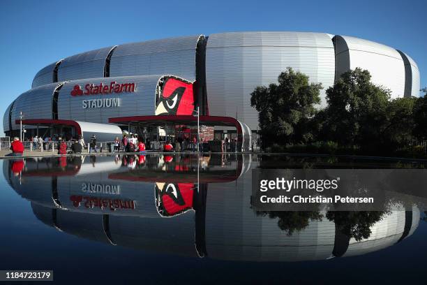 General view outside of State Farm Stadium before the NFL game between the San Francisco 49ers and the Arizona Cardinals on October 31, 2019 in...