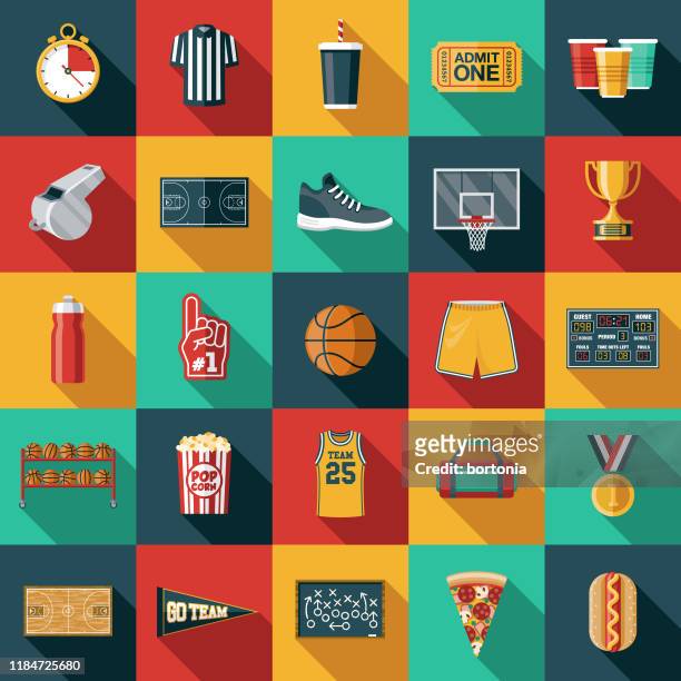 basketball icon set - large group of objects sport stock illustrations