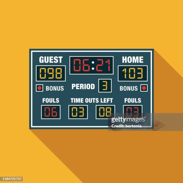 ilustrações, clipart, desenhos animados e ícones de ícone do placar do jogo de basquetebol - scoreboard