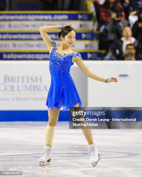 Marin Honda of Japan performs in the ladies free skating during the ISU Grand Prix of Figure Skating Canada on October 26, 2019 at Prospera Place in...