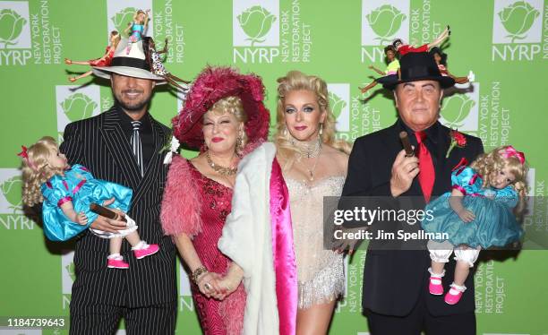 Lance LePere, actress/singer Bette Midler, actress Jane Krakowski and designer Michael Kors attend Bette Midler's 2019 Hulaween at New York Hilton...