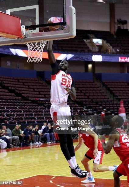Tacko Fall of the Maine Red Claws dunks the ball against the Memphis Hustle during an NBA G-League game on November 25, 2019 at Landers Center in...