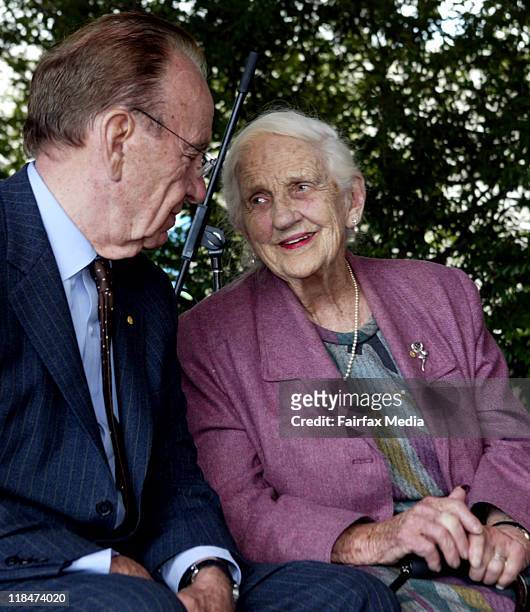 Rupert Murdoch and his mother, Dame Elisabeth Murdoch, for the announcement of the winner of the McClelland Contemporary Sculpture Survey and Award...