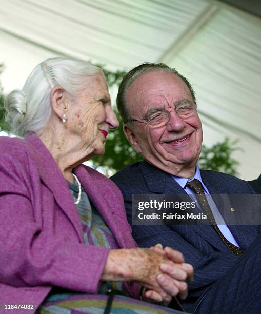 Rupert Murdoch and his mother, Dame Elisabeth Murdoch, for the announcement of the winner of the McClelland Contemporary Sculpture Survey and Award...