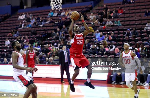 Marquis Teague of the Memphis Hustle shoots against the Maine Red Claws during an NBA G-League game on November 25, 2019 at Landers Center in...