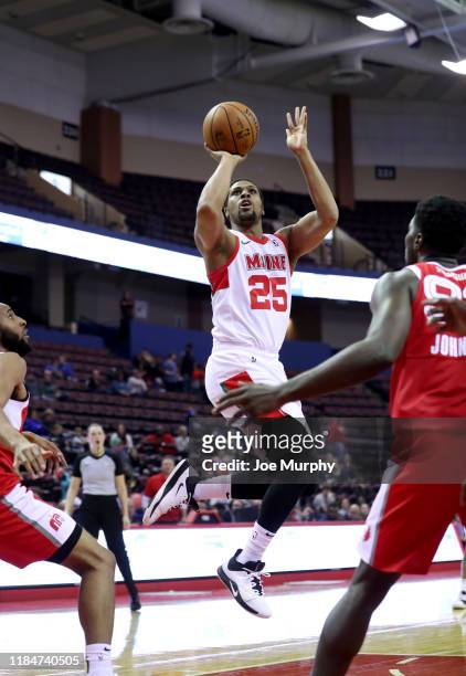 Wayne Blackshear of the Maine Red Claws shoots against the Memphis Hustle during an NBA G-League game on November 25, 2019 at Landers Center in...