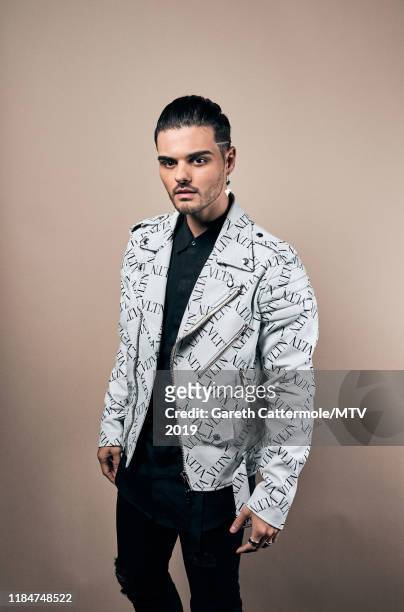 Singer-songwriter Abraham Mateo poses for a portrait at the MTV EMAs 2019 studio at FIBES Conference and Exhibition Centre on November 3, 2019 in...
