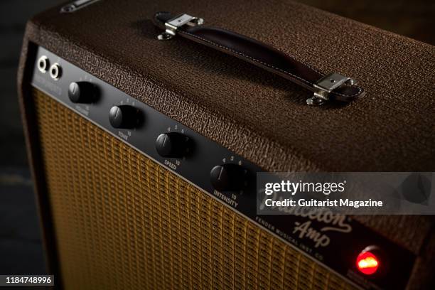 Detail of a Fender 62 Princeton Chris Stapleton Edition combo amplifier, taken on April 5, 2019.