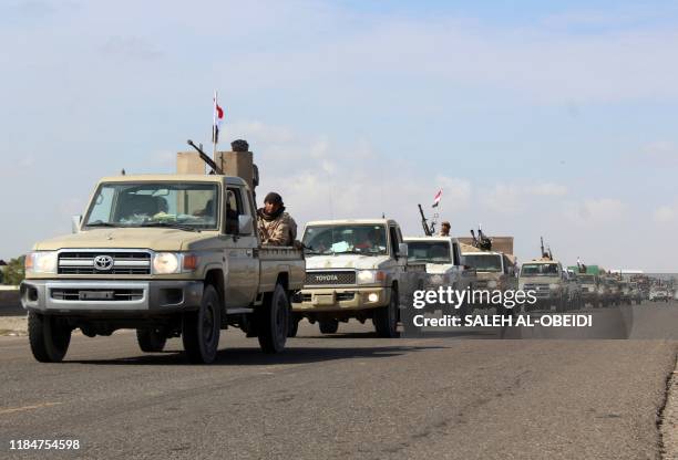 Reinforcement convoy of Yemen's Security Belt Force dominated by members of the the Southern Transitional Council seeking independence for southern...