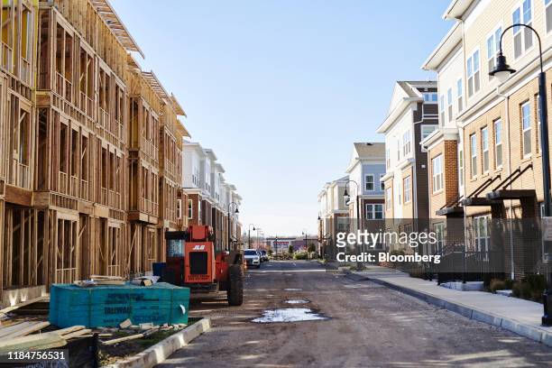 The Heights at Main Street townhouse community, part of the Main Street North Brunswick development project, stands under construction in North...