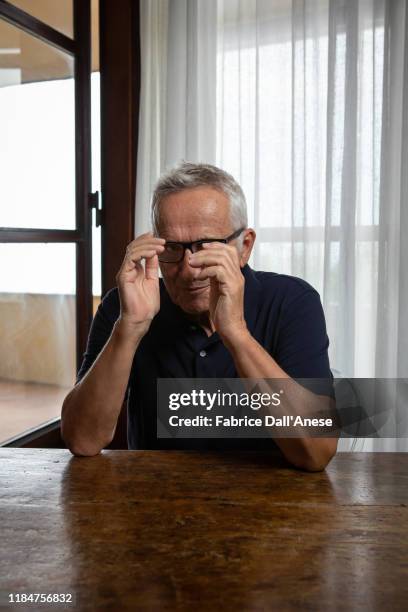 Filmmaker Marco Bellocchio poses for a portrait on September 2, 2019 in Venice, Italy.