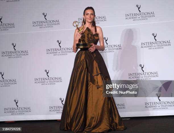 Hungarian actress Marina Gera won the award for ''Best Performance by an Actress'' for ''Orok Tel'' at the 47th International Emmy awards night at...