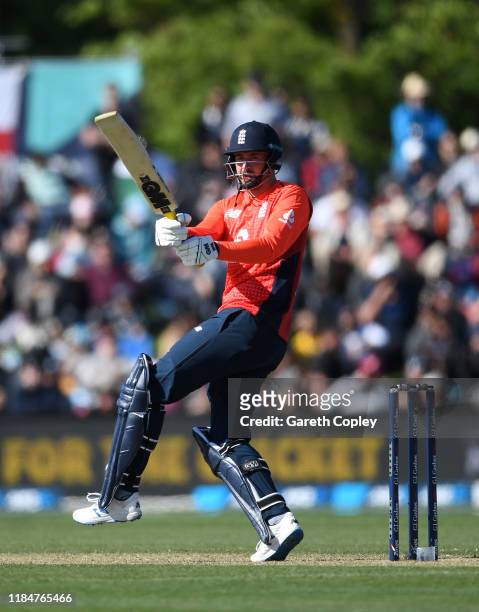 James Vince of England bats during game one of the Twenty20 International series between New Zealand and England at Hagley Oval on November 01, 2019...