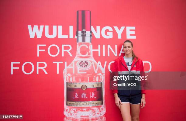 Karolina Pliskova of the Czech Republic attends Wuliangye event on Day five of the 2019 WTA Finals at Shenzhen Bay Sports Center on October 31, 2019...