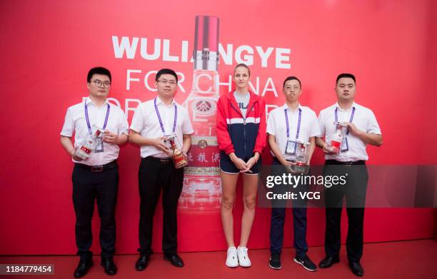 Karolina Pliskova of the Czech Republic attends Wuliangye event on Day five of the 2019 WTA Finals at Shenzhen Bay Sports Center on October 31, 2019...