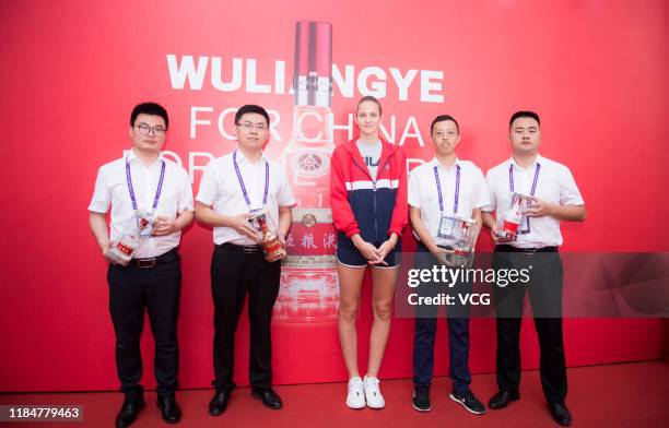 Karolina Pliskova of the Czech Republic attends Wuliangye event on Day five of the 2019 WTA Finals at Shenzhen Bay Sports Center on October 31, 2019...