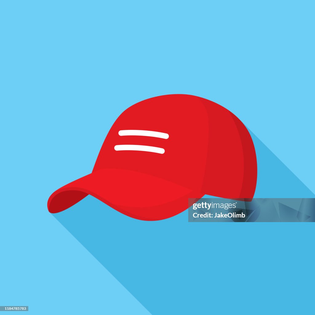 Red Baseball Cap Icon Flat