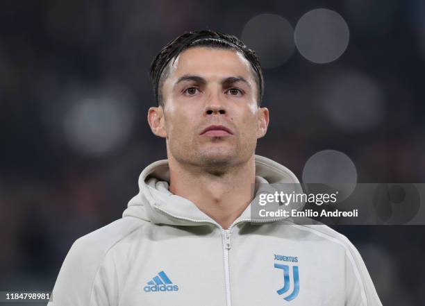 Cristiano Ronaldo of Juventus looks on during the UEFA Champions League group D match between Juventus and Atletico Madrid at Allianz Stadium on...