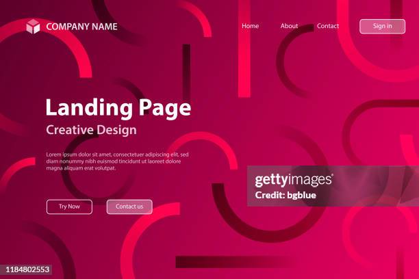 landing page template - abstract design with geometric shapes - trendy pink gradient - circle of infinity stock illustrations