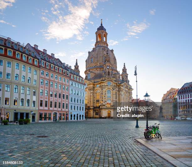 dresden neumarkt square at sunrise - saxony stock pictures, royalty-free photos & images