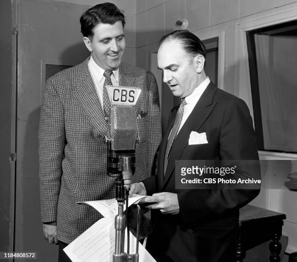 City Hospital, a CBS Radio drama. May 16, 1952. Pictured from left is James Hayes, director, Santos Ortega .
