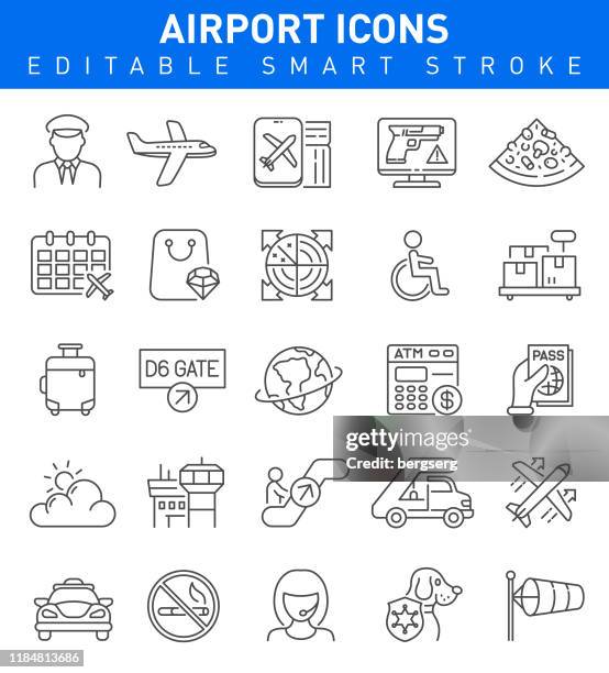illustrations, cliparts, dessins animés et icônes de icônes de l'aéroport. collection d'avcvectores modifiables - objets perdus