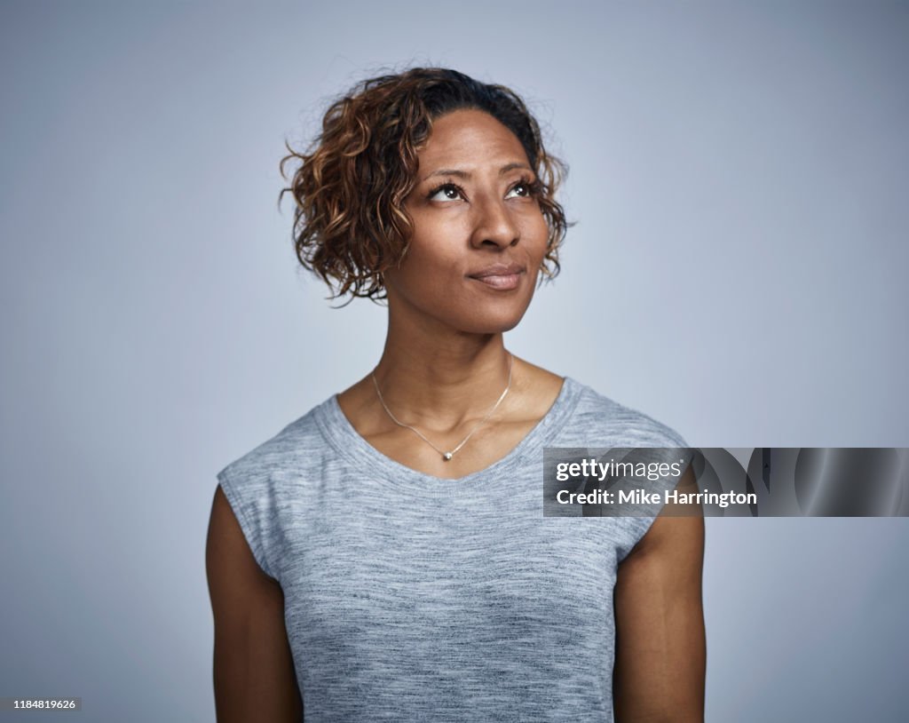 Portrait of muscular african american female