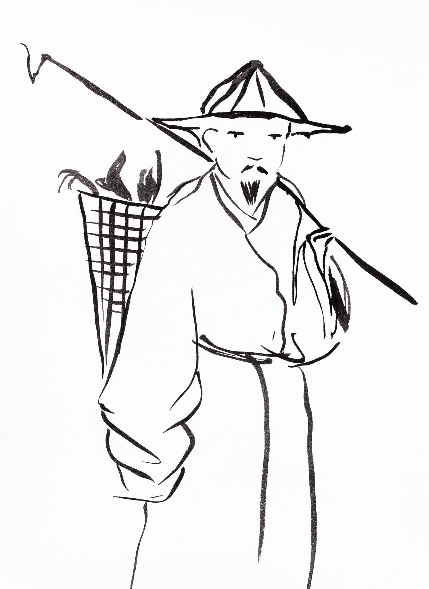 chinese peasant hand drawn in sumi-e style chinese peasant hand drawn in sumi-e style