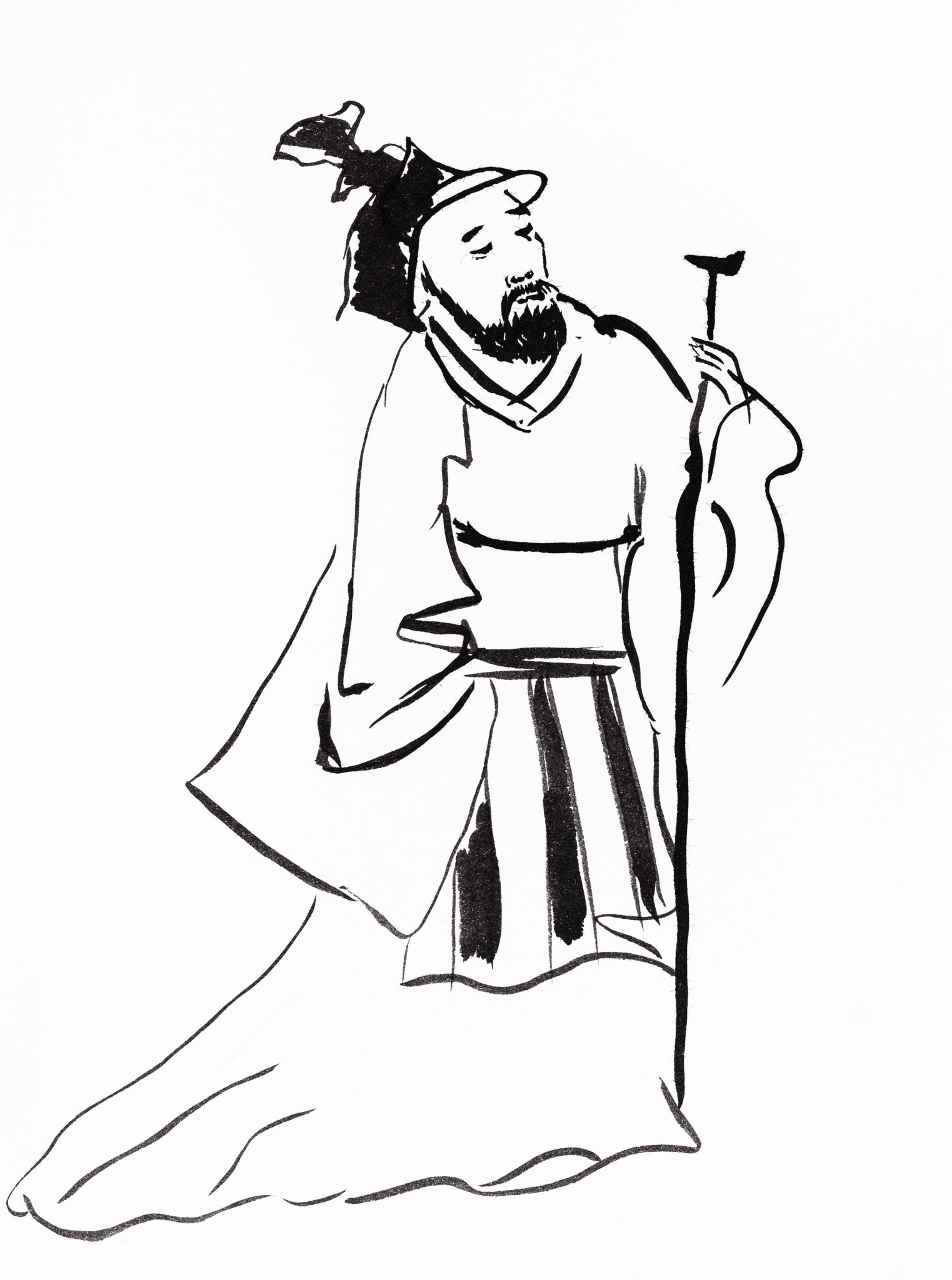 old chinese landlord hand drawn in sumi-e style old chinese landlord hand drawn in sumi-e style