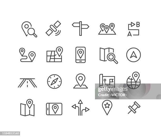 ilustraciones, imágenes clip art, dibujos animados e iconos de stock de iconos de navegación - classic line series - lugar de interés