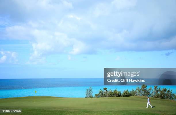 Fabian Gomez of Argentina walks onto the eighth green during the second round of the Bermuda Championship at Port Royal Golf Course on November 01,...