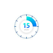 The 15 minutes, stopwatch vector icon, digital timer. clock and watch, timer, countdown symbol. Vector illustration
