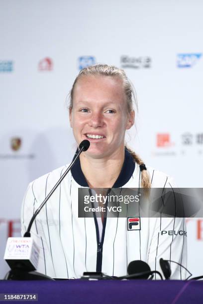 Kiki Bertens of the Netherlands attends a press conference on Day five of the 2019 WTA Finals at Shenzhen Bay Sports Center on October 31, 2019 in...