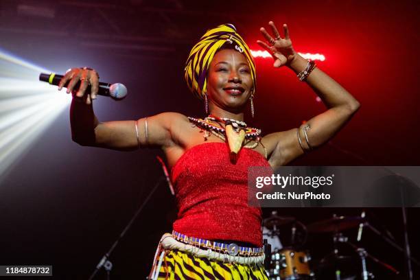 Fatoumata Diawara performs live at Magazzini Generali on November 26, 2019 in Milano, Italy. Fatoumata Diawara is a Malian singer-songwriter and...
