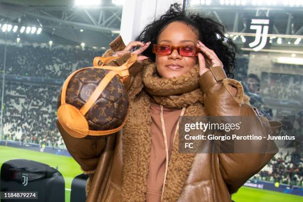 Singer Rihanna attends the UEFA Champions League group D match between Juventus and Atletico Madrid at Allianz Stadium on November 26, 2019 in Turin,...