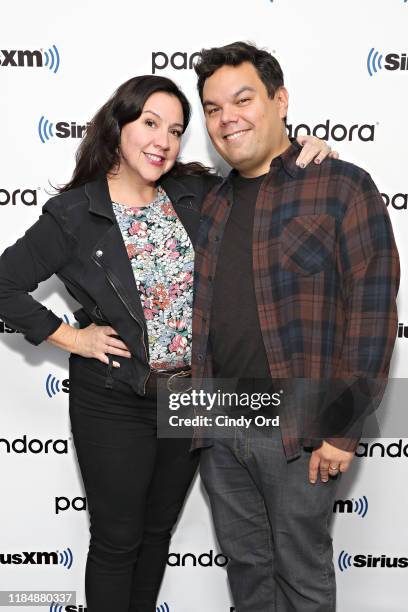 Songwriters/ composers Kristen Anderson-Lopez and Robert Lopez visit the SiriusXM Studios on November 26, 2019 in New York City.