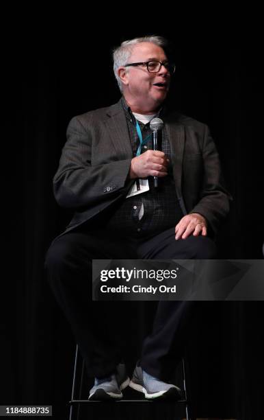 Chris Auer speaks onstage during the "Apollo 11" screening and Q&A at the 22nd SCAD Savannah Film Festival on November 01, 2019 at Trustees Theater...