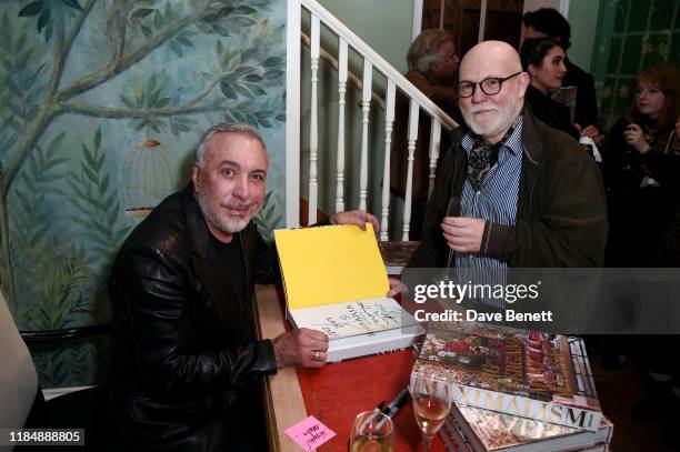 Sig Bergamin and a guest attend the book signing cocktail party celebrating Brazilian designer, Sig Bergamin, hosted by De Gournay and Assouline, on...