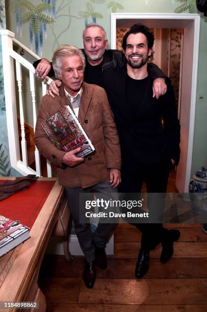 Giancarlo Giammetti, Sig Bergamin and Murilo Lomas attend the book signing cocktail party celebrating Brazilian designer, Sig Bergamin, hosted by De...