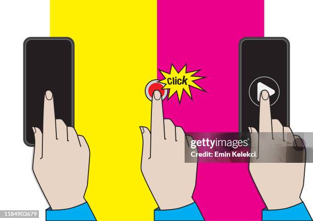 clicking finger icon, hand pointer vector - clique stock illustrations