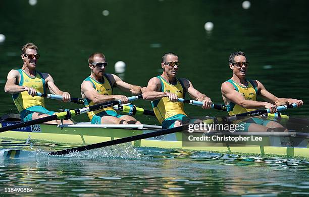 Anthony Edwards, Thomas Gibson, Benjamin Cureton and Samuel Beltz of Australia in the Lightweight Men's Four during Day 1 of the 2011 Samsung World...