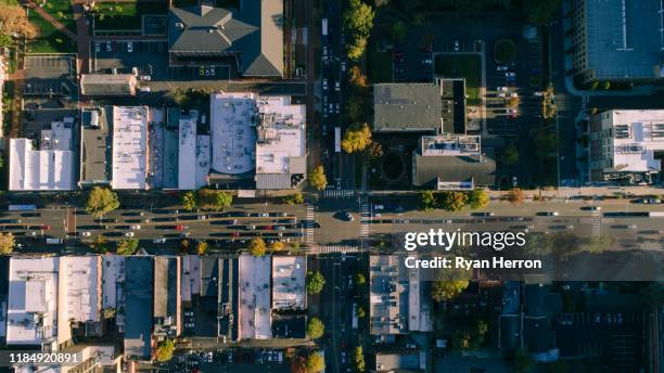 aerial of city street - north carolina aerials stock pictures, royalty-free photos & images