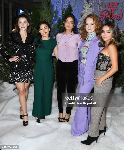 Kiernan Shipka, Anna Akana, Odeya Rush, Liv Hewson and Isabela Merced attend the photocall for Netflix's "Let It Snow" at the Beverly Wilshire Four...