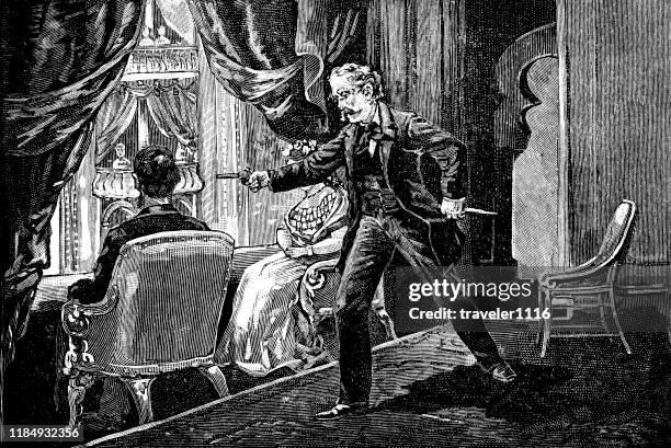 john wilkes booth assassinating president lincoln - fords theatre stock illustrations