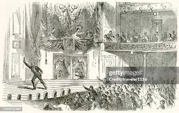 john wilkes booth assassinating president lincoln - abraham lincoln stock illustrations