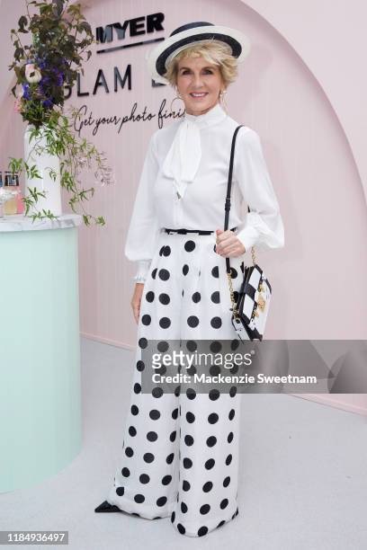 Julie Bishop attends the Myer Glam Bar during Derby Day at Flemington Racecourse on November 02, 2019 in Melbourne, Australia.