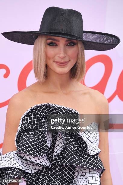 Michelle Battersby attends Derby Day at Flemington Racecourse on November 02, 2019 in Melbourne, Australia.