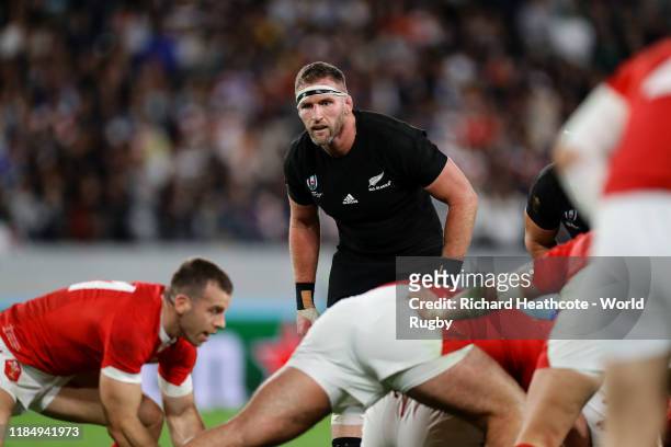 Kieran Read of New Zealand in action during the Rugby World Cup 2019 Bronze Final match between New Zealand and Wales at Tokyo Stadiumon November 01,...