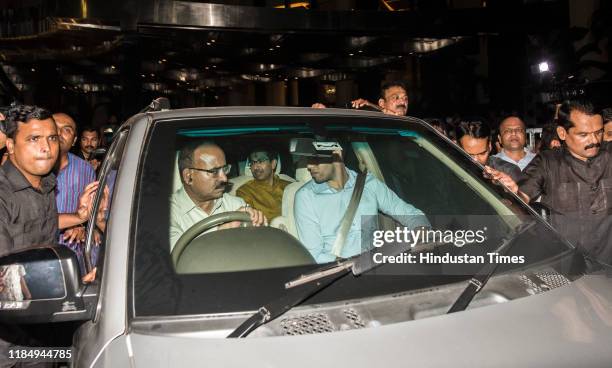 Shiv Sena Chief Uddhav Thackeray leaves Trident Hotel after a meeting with NCP Chief Sharad Pawar, on November 26, 2019 in Mumbai, India. Uddhav was...